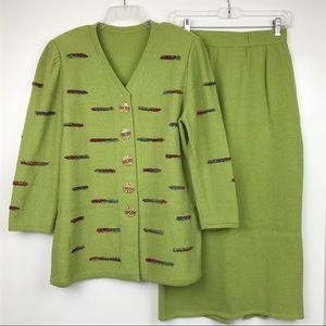 Toula Knit Sweater Skirt Set EUC sz 14 Vintage